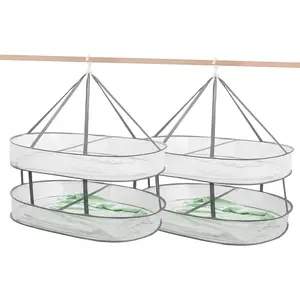 2 Tier Foldable Clothes Drying Rack 31.5" Mesh Hanging Dryer Space Saving Sweater Laundry Rack with Internal Fixation for Clothes Towels Underwear Indoor Outdoor 2 Pcs