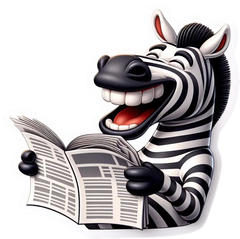 Funny Black and White Zebra Animal 3" Vinyl Stickers for Reading Newspaper Cute Decorative adhesive label sticker