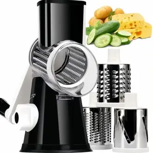 3 in 1 Multifunctional Rotary Cheese Grater, Rotary Cheese Shredder, Manual Durable Kitchen Vegetable Slicer for Carrot Cucumber Potato, Valentine's Day Gift, Utensils
