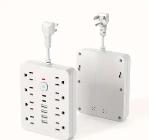 14-in-1 Power Strip with Surge Protection and One-Touch Control Switch - 4 Spacious AC Outlets with 6 USB Ports (including 2 Type-C) - Wall-Mountable Extension