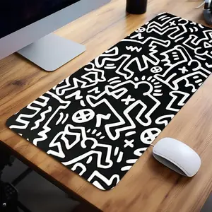 Abstract Graffiti Creative Print Mouse Pad - 1 Count, Non-slip Rubber Base, Multi-use Gaming & Office Computer Desk Mat, Keyboard Accessory