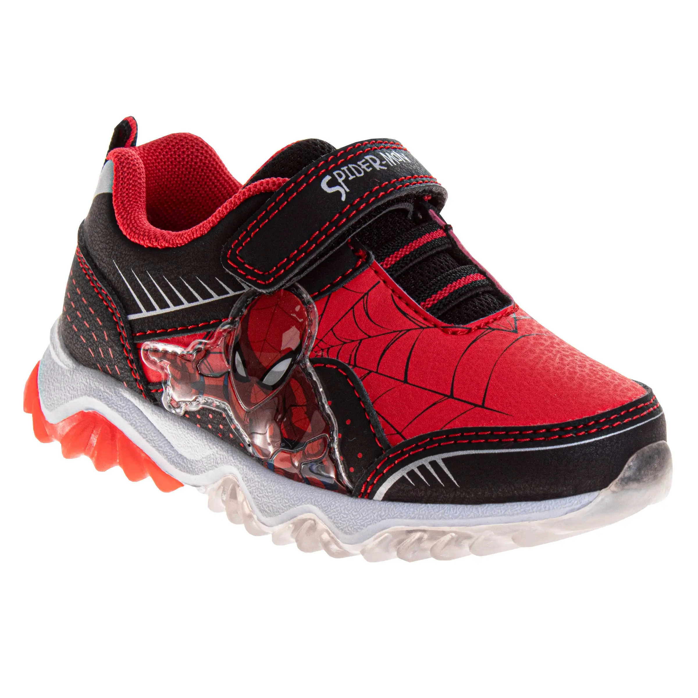 JOSMO KIDS Toddler Boys' Spider-Man Light-Up Sneakers, Breathable Casual Superhero Shoes with Hook-and-Loop Closure, Trainer Sneakers, Size 10, Hook-Loop, Play & School, 3-7 Years, Light Up Outsole, 4 - 5 Years