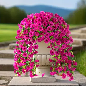 2 Pcs Artificial Hanging Morning Glories Fake Flowers, Outdoor Faux Floral Decor, Maintenance-Free. Versatile Artificial Flowers Perfect for Home Decor, Yard, Porch, Patio, Garden, Party & Festival Decoration, Fake Flower Vine