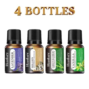 4pcs Lavender Million Bamboo Vanilla Scented Essential Oils, 10ML Aromatherapy Oil for Diffusers Humidifiers Car Air Fresheners Candle Making, Household Fragrance