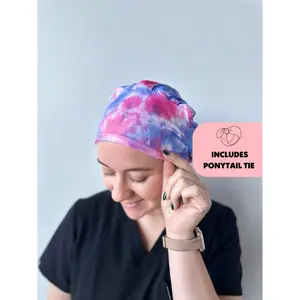 DuoStyle Scrub Hat - Blue & Pink Tie Dye
