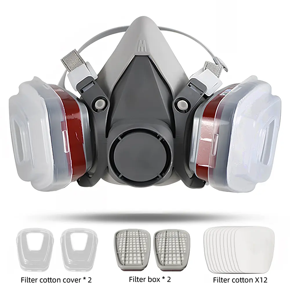 Reusable Half Face Respirator Mask with Filter, Safety Glasses Paint Breathing Mask Dustproof Gasproof Mask for Dust Resin Sanding Polishing Spraying Welding Woodworking, Protective Mask, Grinding Safety Mask