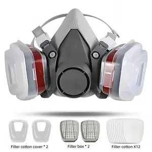 Reusable Half Face Respirator Mask with Filter, Safety Glasses Paint Breathing Mask for Dust Resin Sanding Polishing Spraying Welding Woodworking, Protective Mask