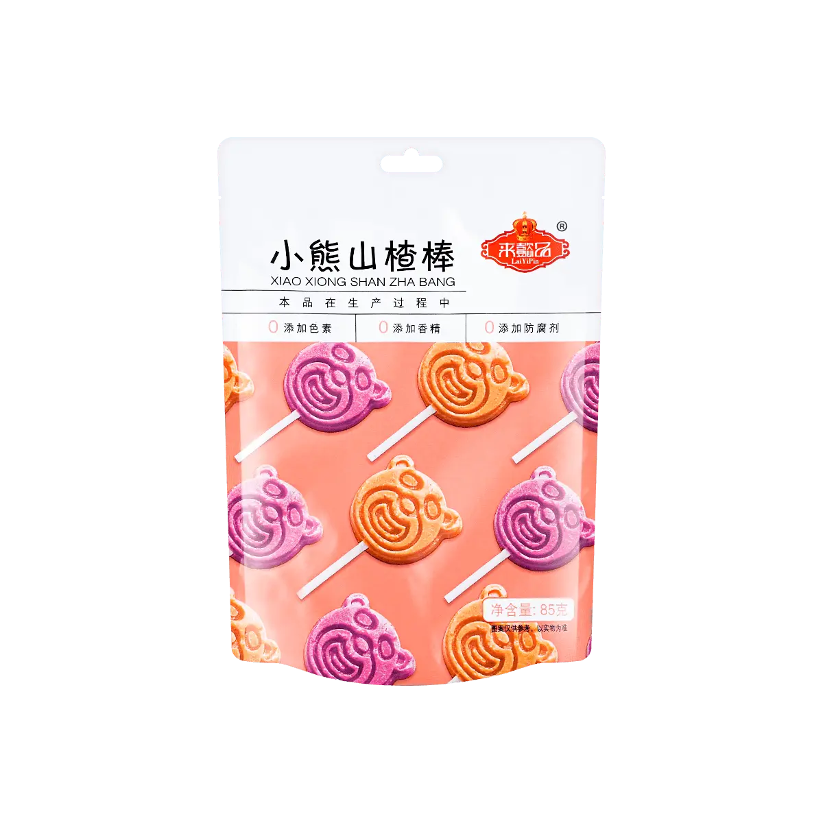 LAIYI PIN Gummy Hawthorn Lollipops 85g - Fun Bear Shape Kids Snacks, Sweet & Sour Fruit Candy for Children's Parties & Everyday Treats