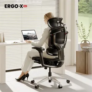 FLEXISPOT ErgoX-PRO Ergonomic Office Chair with Footrest - Home Office Furniture, 551 lbs Heavy Duty, Adjustable Height, Cloudtech Cushion or AeroWeave Mesh Seat, 5D Adaptive Lumbar, 7D Linkage Armrests, 4D Headrest for Gaming