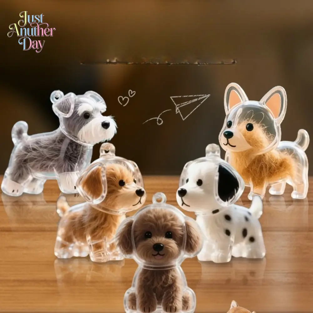 Transparent Pet Hair Storage Box Pendant Keychain - Cute Sitting Dog Design, with Chain Link - for Dog Owners - Durable Acrylic Organizer for Keys, Bags, Home or Outings - Perfect Pet Memorial Gift for Dog Lovers, Playful Design, Sturdy Ring Attachment