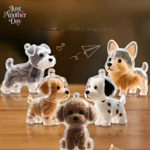 Transparent Pet Hair Storage Box Pendant Keychain - Cute Sitting Dog Design, with Chain Link - for Dog Owners - Durable Acrylic Organizer for Keys, Bags, Home or Outings - Perfect Pet Memorial Gift for Dog Lovers, Playful Design, Sturdy Ring Attachment