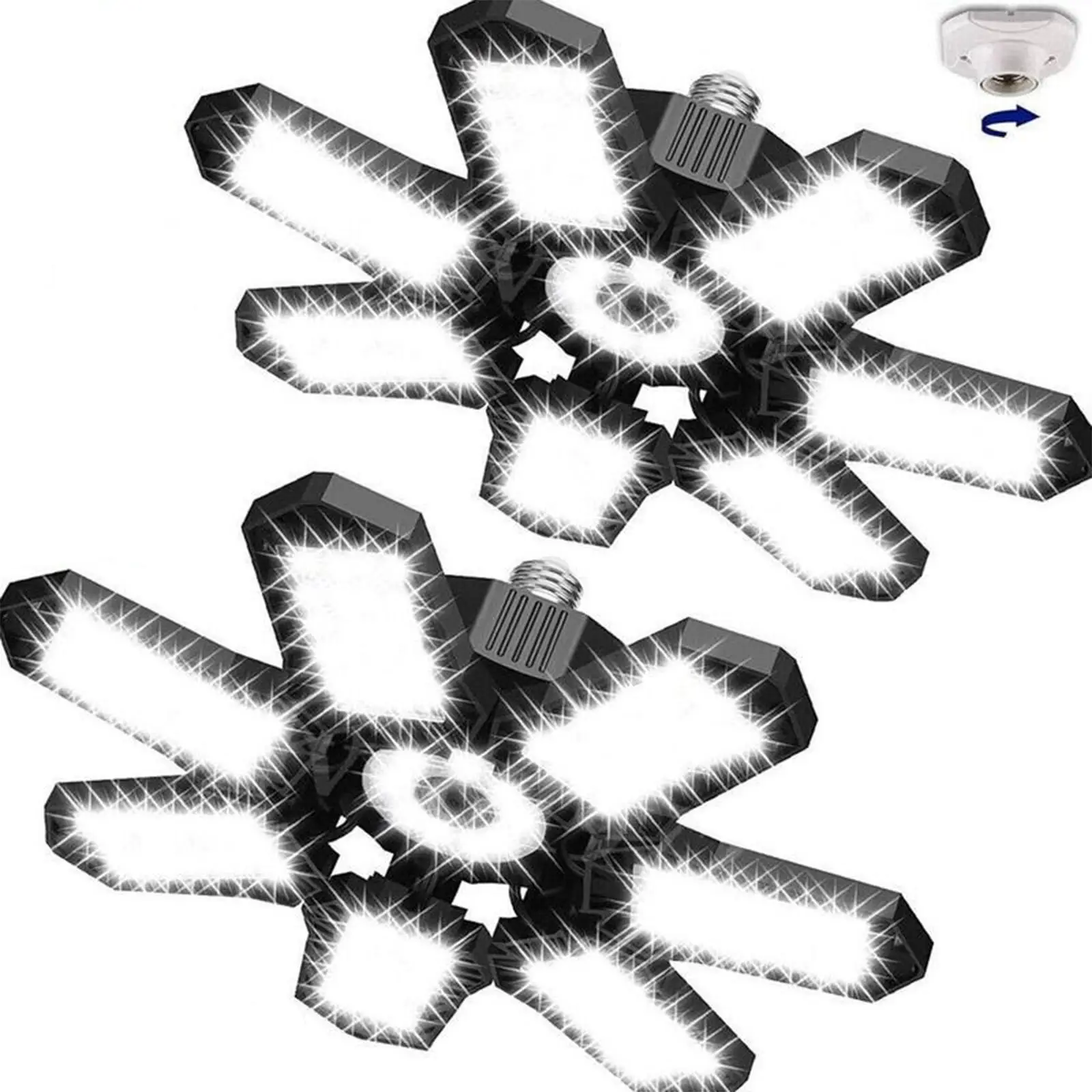 LED Garage Lights, 32W 2628LM Deformable Bright Shop Ceiling Bulb Lamp, LED Workshop Ceiling Light, E26/E27 6500k, Barn, Warehouse, Super Bright LEDs