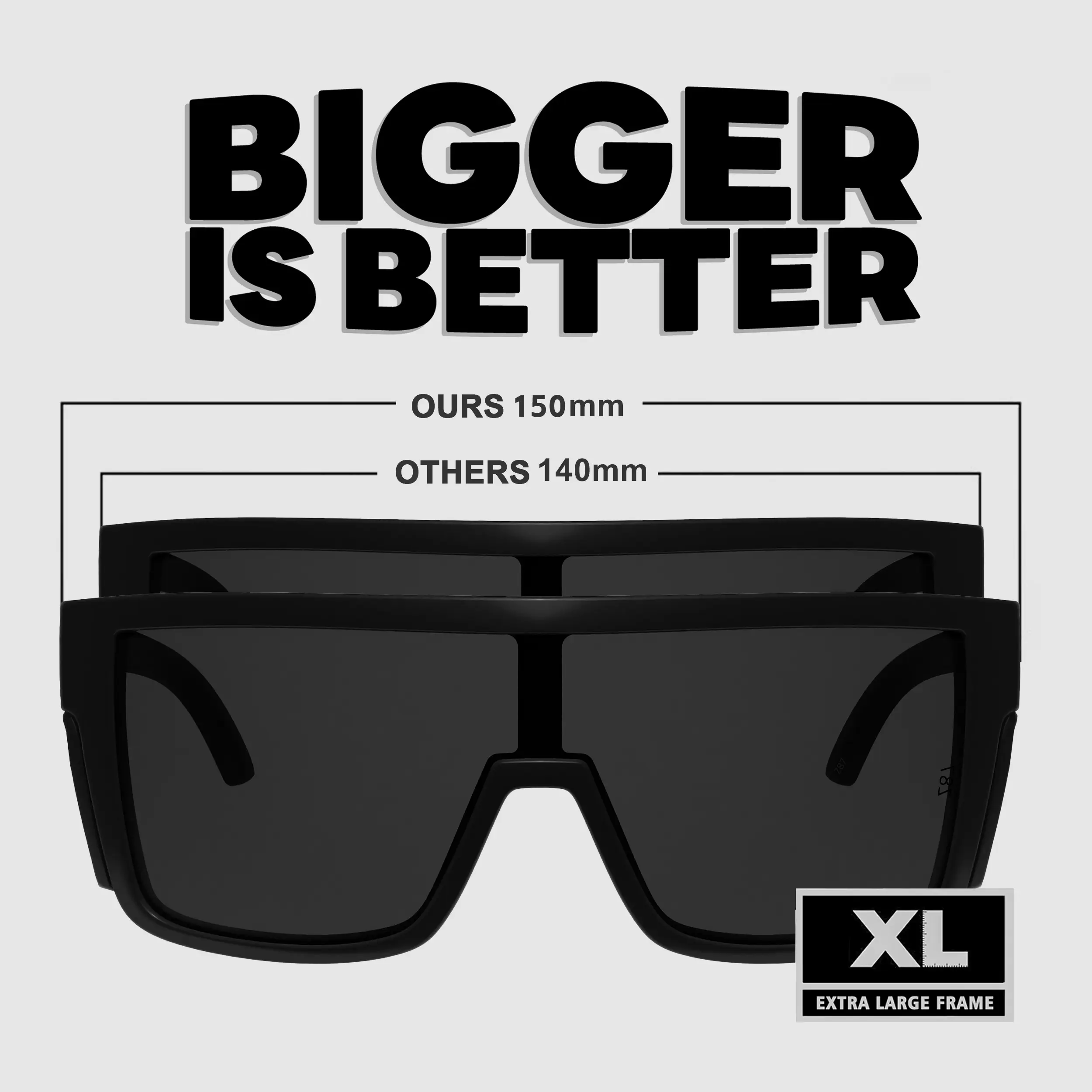 WISTON XL Z87 Full Rim Rectangular Sunglasses for Wide 