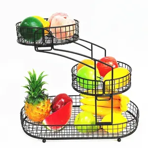 Compact Iron 3 Tiers Fruit Basket Simple Aesthetic Kitchens 3 Tiers Stand for Living Room Home Decors and Snacks Basket