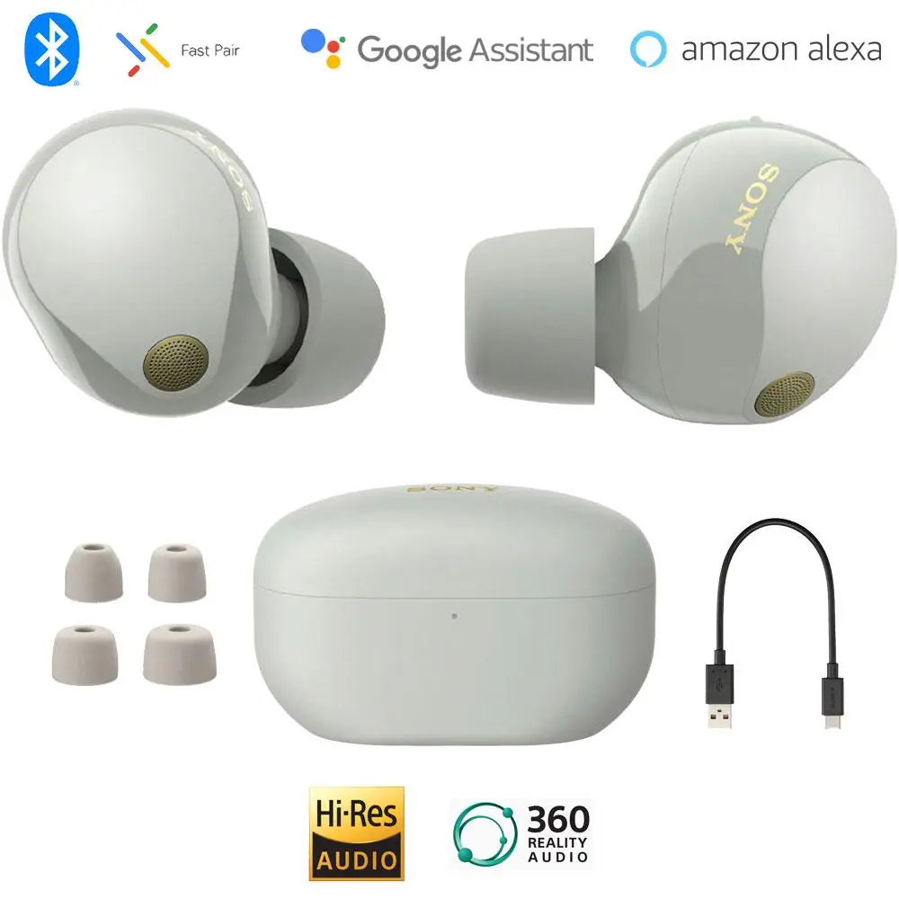 Sony WF-1000XM5 Industry-Leading ANC Truly Wireless Earbuds - Active Cancelling, Bluetooth Music, QN2E ANC for Quiet Focus (Silver), Anc Wireless Headphones