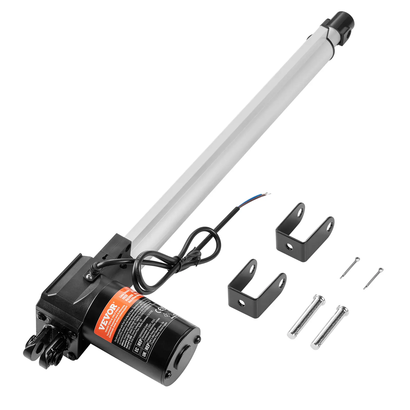 【Summerfinds】VEVOR Linear Actuator 12V,16 Inch Heavy Duty 1320lbs/6000N Linear Actuator0.19"/s Linear Motion Actuator with Mounting Bracket & IP44 Protection for Electric Door Industrial Machinery Vessels Cargo