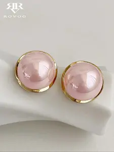 Elegant Geometric Solid Faux Pearl Stud Earrings, Simple and Stylish Design, Perfect for Parties and Daily Wear, Women's Fashion Jewelry