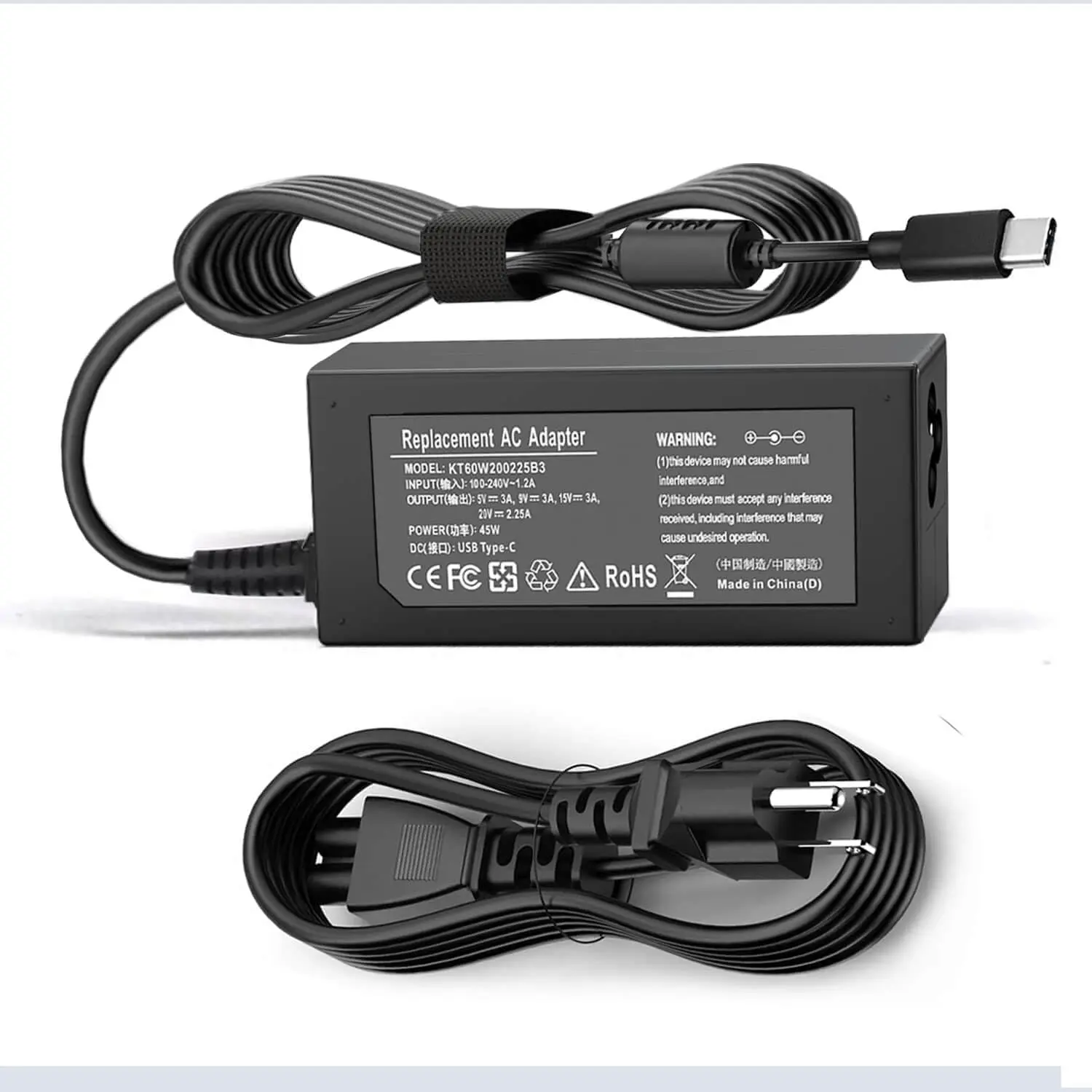 45W USB-C Laptop AC Adapter with Charger Cable, 45W Power Type-C Plug for Acer Chromebook 311, 315, 15