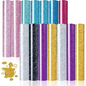 Glitter Heat Transfer Vinyl Bundle - 15 Pack 12" x 10" HTV Sheets Glitter HTV Vinyl for T-shirts, Glitter Iron on Vinyl for Cricut - Easy to Cut & Weed