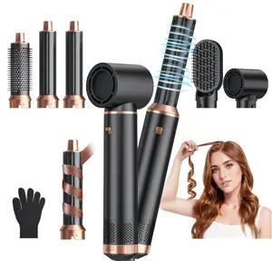 5 In 1 Bathroom Hair Styling Accessory Set, Detachable Multi-functional Air Wrap Curler & Volumizing Straightening Comb, Negative Ion Home Travel Hairstyle Tool Kit for All Hair Types