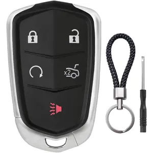 Suitable for Cadillac XTS XT4 XT5 XT6 ATS ATS-v SRX CT6 CTS 2014 2015 2016 2017 2018 2019 2020 2021 2022 2023 HYQ2AB HYQ2EB 5-key Remote Key Case Keyless Entry Remote Car Key Shell Replacement Keychain Cover