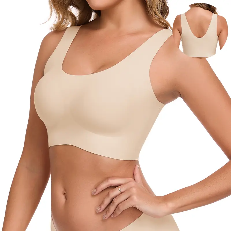 ubras Seamless Bras for Women Full Coverage Wireless Bralette Widen Straps Side Comfortable Breathable Smooth Pull On Bras Smart Size Fabric Stretchy Minimalist Basic Nude Lightweight Womenswear Soft Everyday Bra #DealsForYouDays