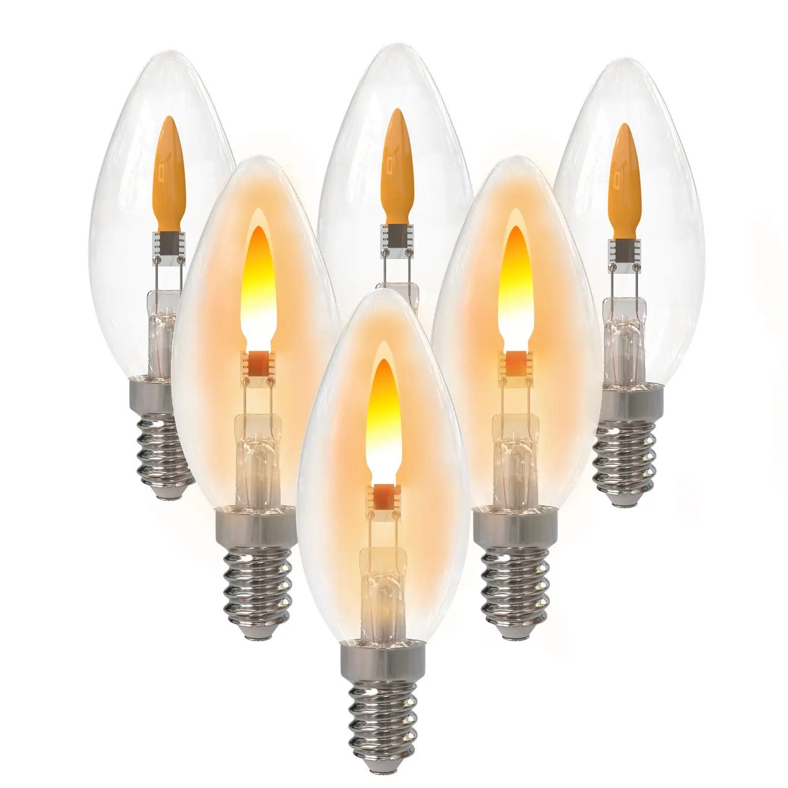 2/6 PACK LED Flame Light Bulbs,Flickering Flame Light Bulbs 2200K Warm White, E12 Candelabra Base, B11 / C35 Fire Light Bulb for Chandelier Lamp (Non-dimmable)