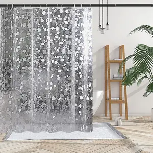 Transparent Pebble Shower Curtain Liner, 3D Eva Shower Curtain Insert, Simple Home Decor, Metal Eyelets, Weighted Bottom, 12 Plastic Hooks, 47x78 Inches