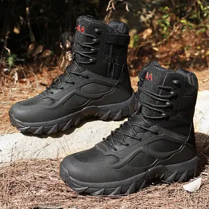 5.AA Men's All-Season All-Terrain Multi-Purpose High-Top Military Boots with Side Zipper - Lightweight, Breathable & Slip-Resistant Hiking Shoes for Mountaineering, Jungle Exploration, Rock Climbing, Camping and Casual Wear Tactical Work Boots
