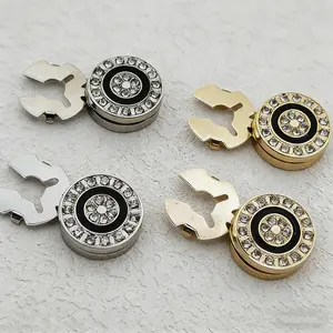 Rhinestone Round Cufflinks for Men Luxury Business Shirt Suit Accessories Classic Formal Wedding Dress Decorative Buttons Shiny Crystal Cuff Links Daily Office Party Groom Wear Jewelry