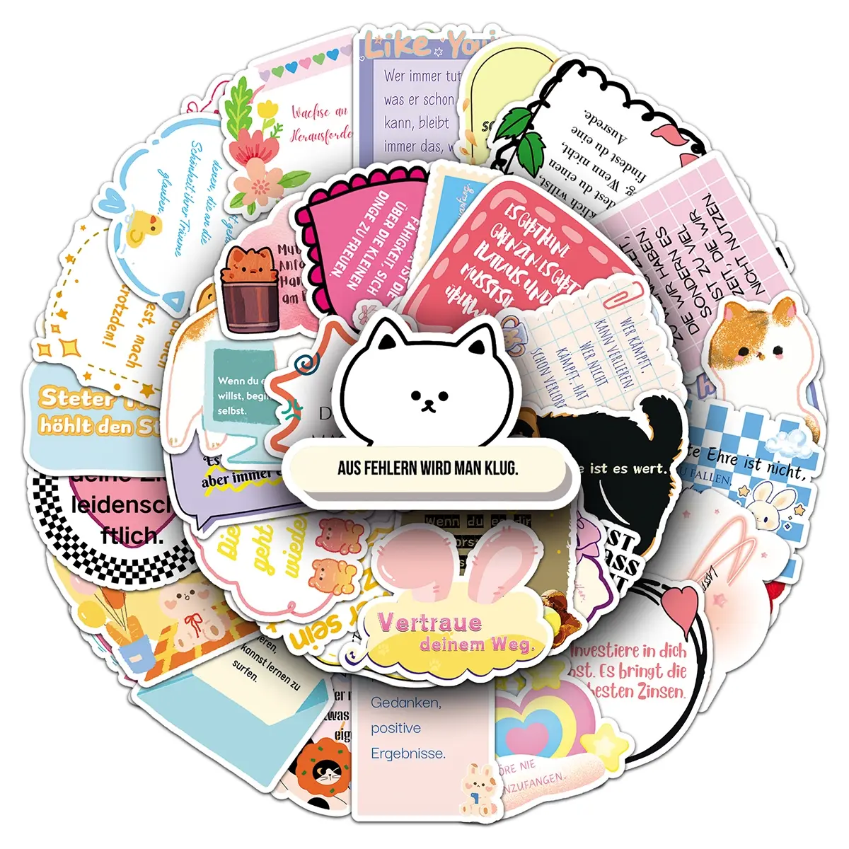 100 pcs two sets of repetition German incentive stickers personality cartoon creative decoration glass pencil case handbook stickers
