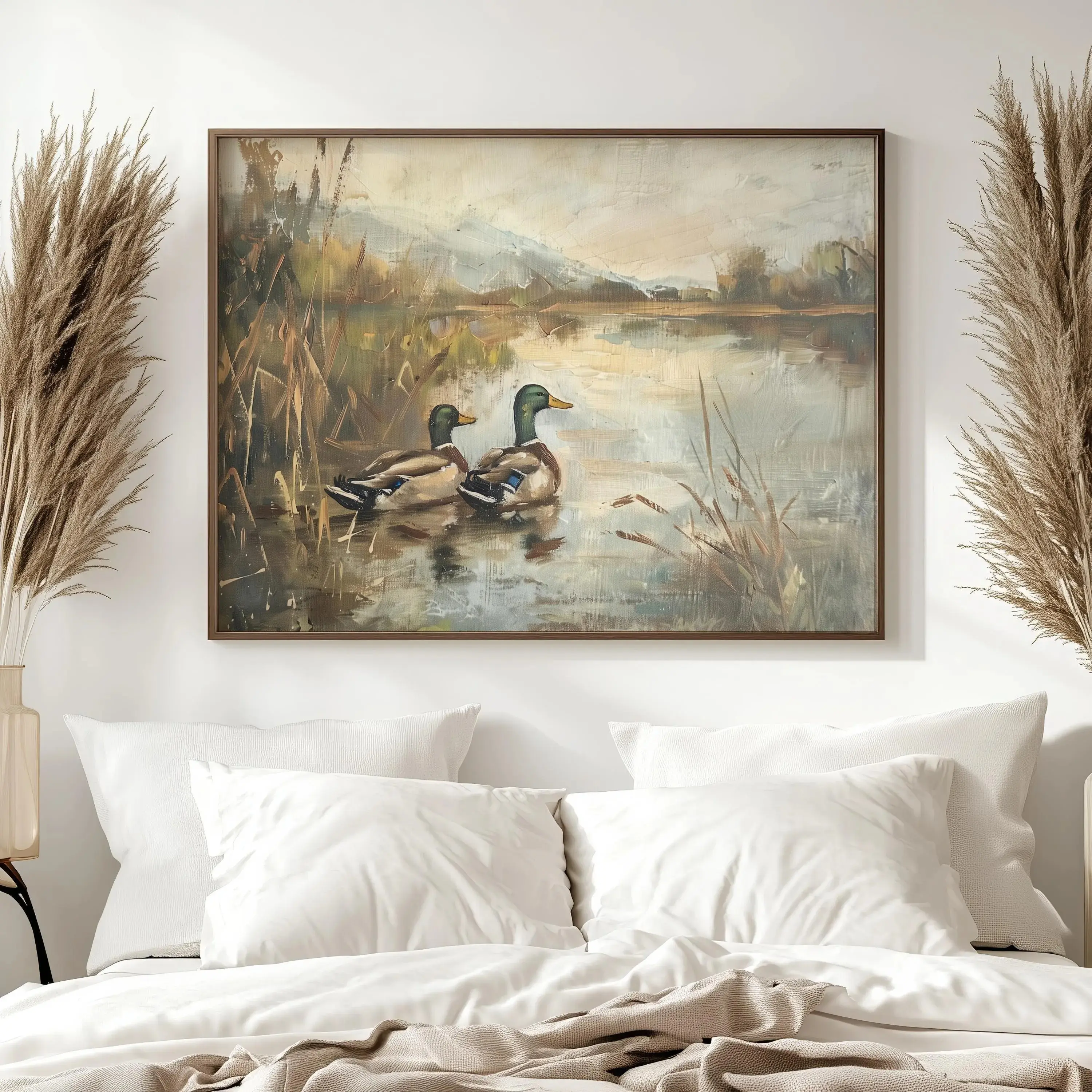 Mallard Duck Nursery Wall Art, Bird Hunter Gift, Vintage Duck Oil Painting, Rustic Cabin Decor, Mallard Duck Pond Poster Unframed , Countryside Poster Unframed