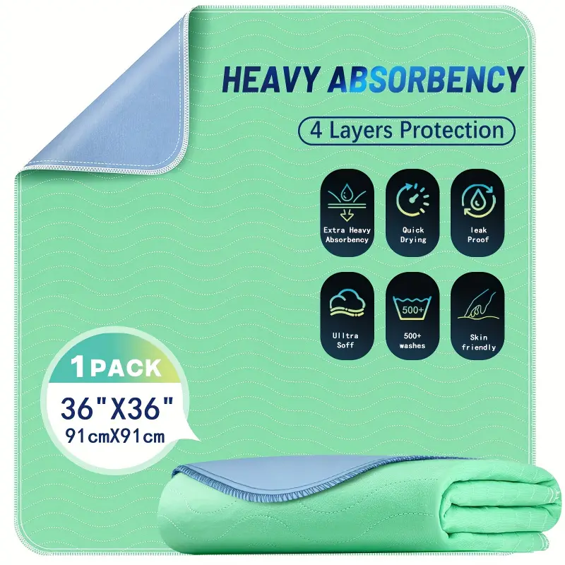 36x36 Inch Super Absorbent Washable Mat, Waterproof Quick-Dry Soft Care Pad, Reusable Pet Urine Pad, Suitable for Diapers and Adults
