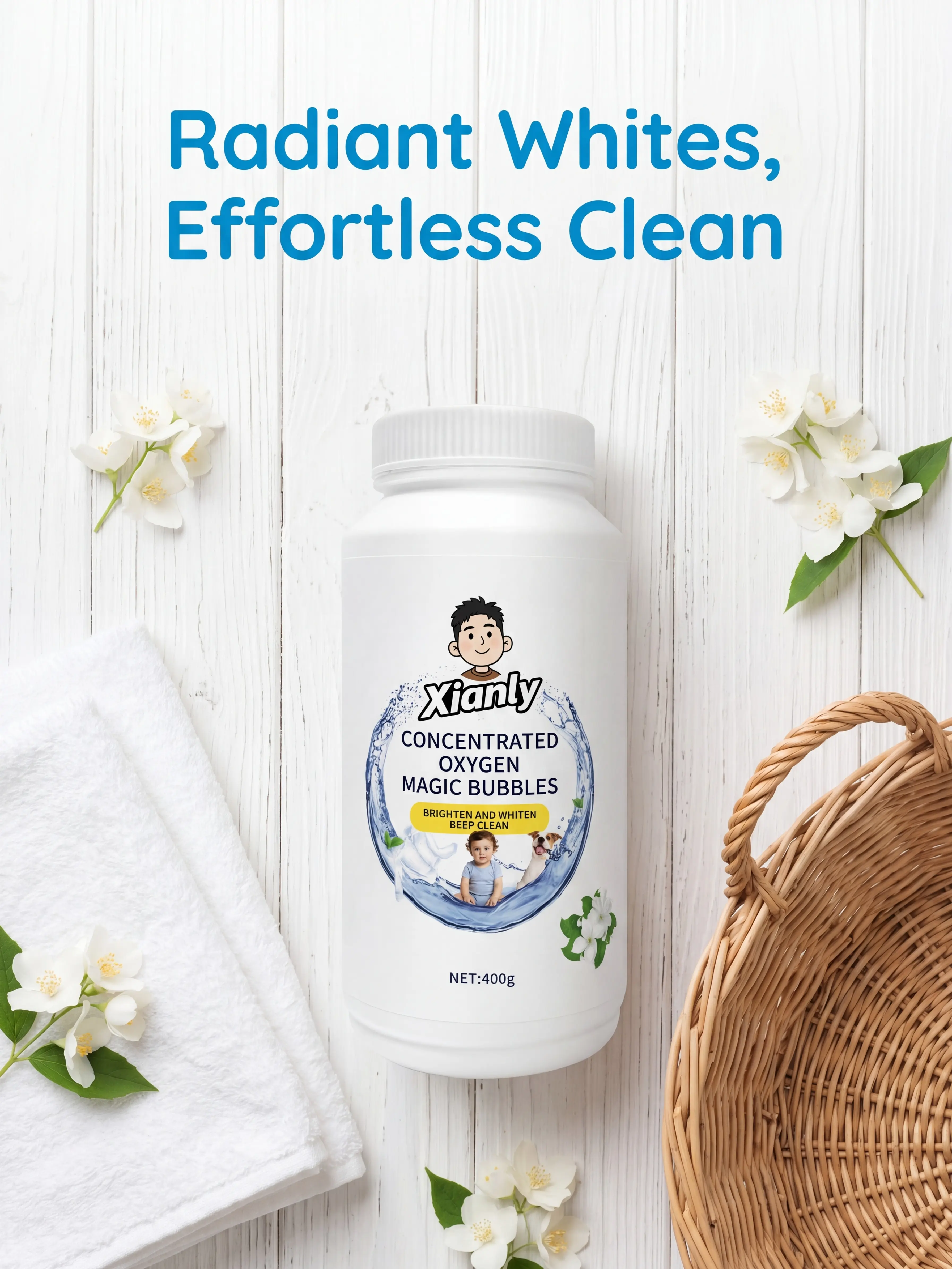 Xianly Concentrated Oxygen Magic Bubbles - Eco-Safe, Fragrance-Free Active Oxygen Laundry Booster & Multi-Surface Cleaner for Clothes, Floors, Kitchen Grease, Color-Safe Household Cleaner, Household Items