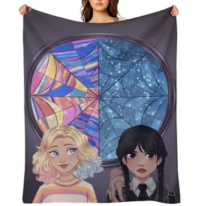 Wednesday Addams Printed Blanket Picnic Blankets Cozy Comfortable Flannel Blanket Throw, Gothic-Inspired Blanket for Dorm RoomsOffice Halloween Blanket Gift For Adult Men Kids Boys