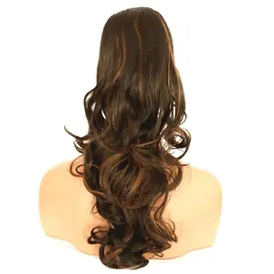 Curly Brown and Strawberry Blonde 22 Inch Drawstring Ponytail Extension - Heat Resistant Hair Piece, Ideal for Everyday Use