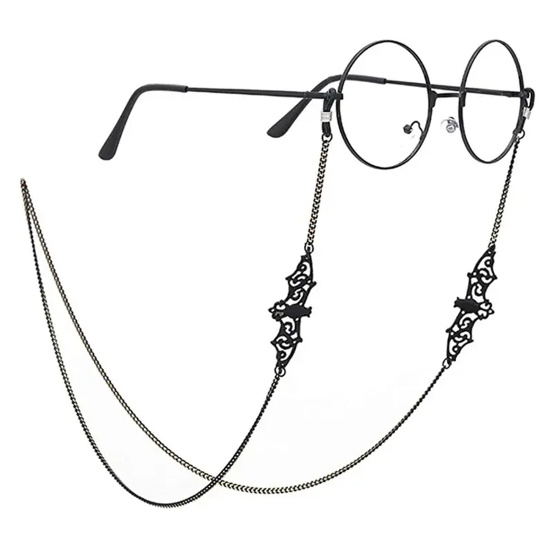 Bat Charm Eyeglass Holder Neck Band, 75cm Copper Beaded Hollow Chains, Sunglasses Cable Holder & Fashion Accessories for Women, Eyeglass Holders Around Neck, Beaded Links