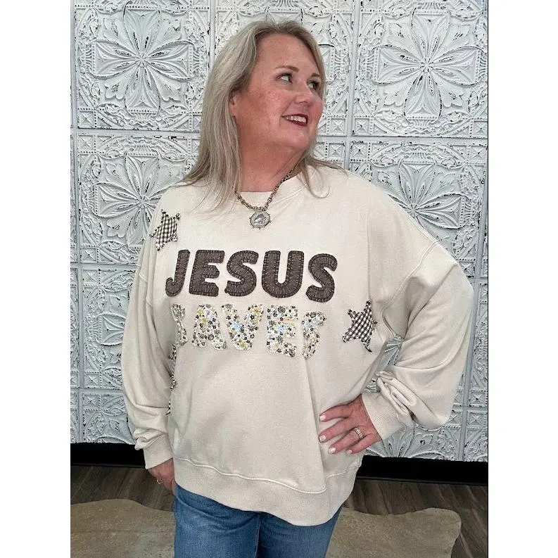 Jesus Saves Patch Sweatshirt