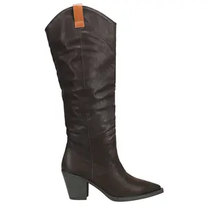 MIA Womens Archer Pointed Toe Pull On Casual Boots Knee High Mid Heel 2-3" - Black