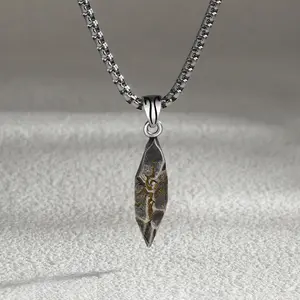 【JOYCE DESIGN】Retro wishing stone necklace trendy personality neutral style meteorite color matching pendant for men and women