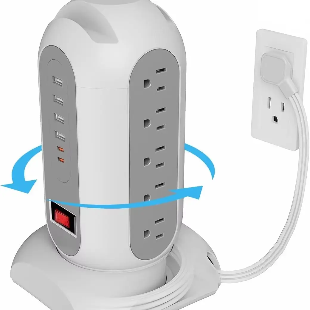 Us Plug Multi-Functional Socket Power Socket Extender, 15ac 4usb-A 2usb-C, Overload Protection, Foldable Flat Plug, Dual Phone Stand Top, Wall Outlet Extender, Multiple Sockets, Extension Sockets, Multifunctional Power Strip