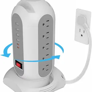 Us Plug Multi-Functional Socket Power Socket Extender, 15ac 4usb-A 2usb-C, Overload Protection, Foldable Flat Plug, Dual Phone Stand Top, Wall Outlet Extender, Extension Sockets, Multifunctional Power Strip