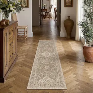 2x6 Runner Rug Taupe Machine Washable Area Rug Room Decor Distressed  Hallway Rugs Non Slip Carpet Low Pile Rugs for Kitchen Laundry Living Soft Lightweight