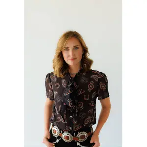 BLK FEATHER SS TIE TOP