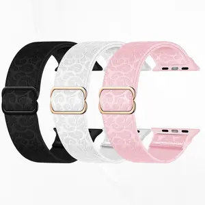 3-Pack Elastic Sport Nylon Band Compatible Apple Watch 38-49mm, Unisex Replacement Strap for Iwatch Series Se Ultra