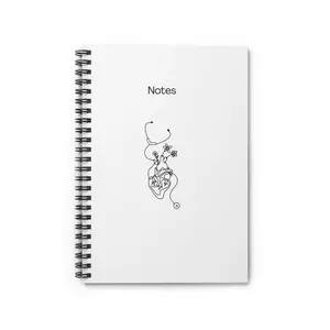 Notes Spiral Notebook — Minimal Heart & Stethoscope Medical Sketch