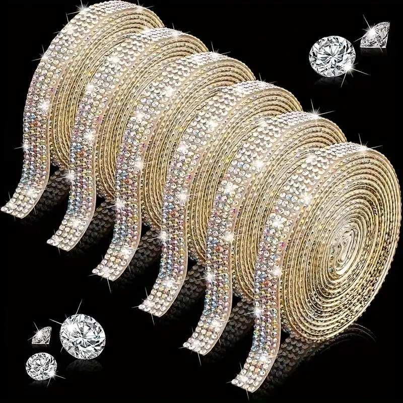 1 Roll AB Rhinestone Ribbon Tape – Multifaceted Crystal-Style Decorative Strip for Weddings, Gift Boxes and Wrapping