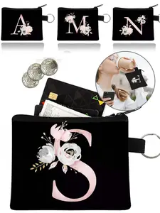 Women's Letter & Floral Pattern Zipper Wallet, Casual Coin Purse Dual Pouch Wristlet for Daily Used, Simple Female Wristlet Wallet for Women & Girls