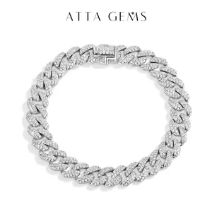 D VVS1 Color Full Synthetic Moissanite Cuba Chain for Men Women Tennis Bracelets Fine Jewelry