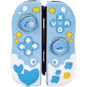 Protective Case for Switch Joy Con Controllers,Soft Silicone Protective Cover with 2 Thumb Grips Compatible with Switch/OLED Joy Cons - Shark Party